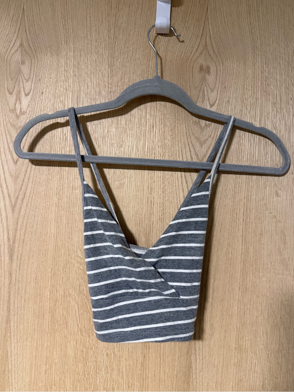 Striped Gray & White Cropped Tank Top